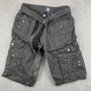 Route 66 Mens Black‎ Cargo Shorts Belted Size 34 Cotton Utility Pockets Summer